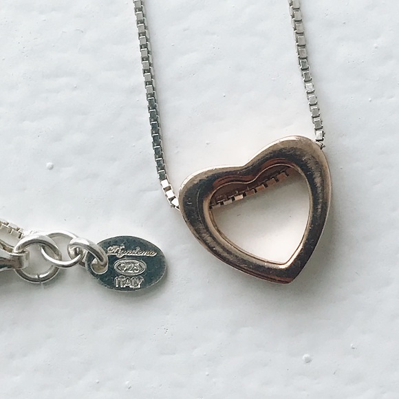 925 Sterling Silver Heart Necklace Dyadema Italy - Picture 4 of 15